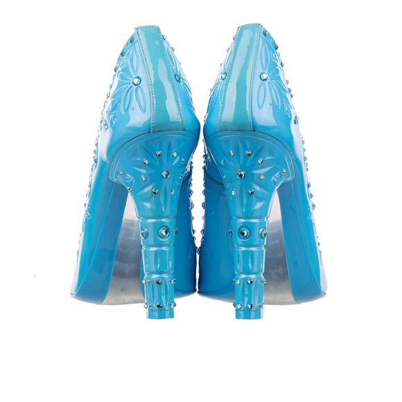 Dolce & Gabbana - Cinderella PVC Crystals Pumps Turquoise Blue 39 9 - Picture 4 of 5